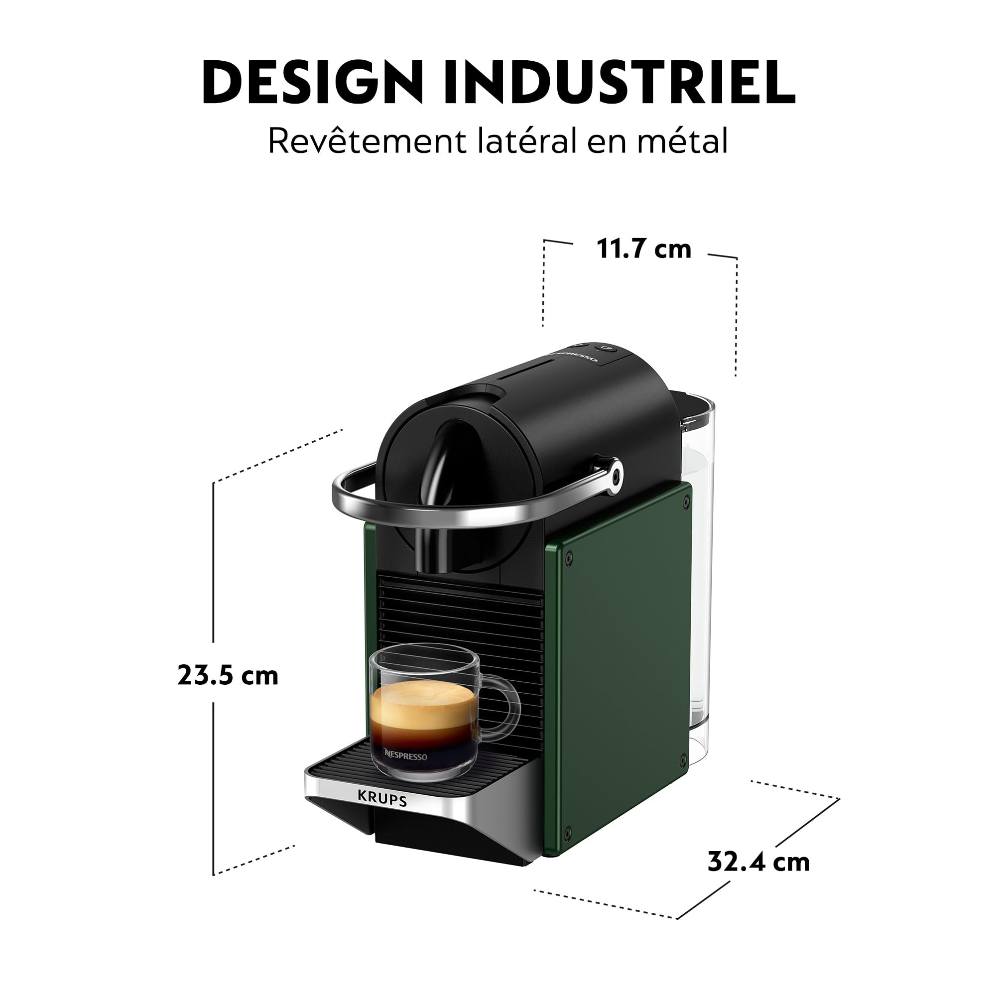 Valtreo Pixie Vert Foncé – Machine à Café à Capsules, Design Métal
