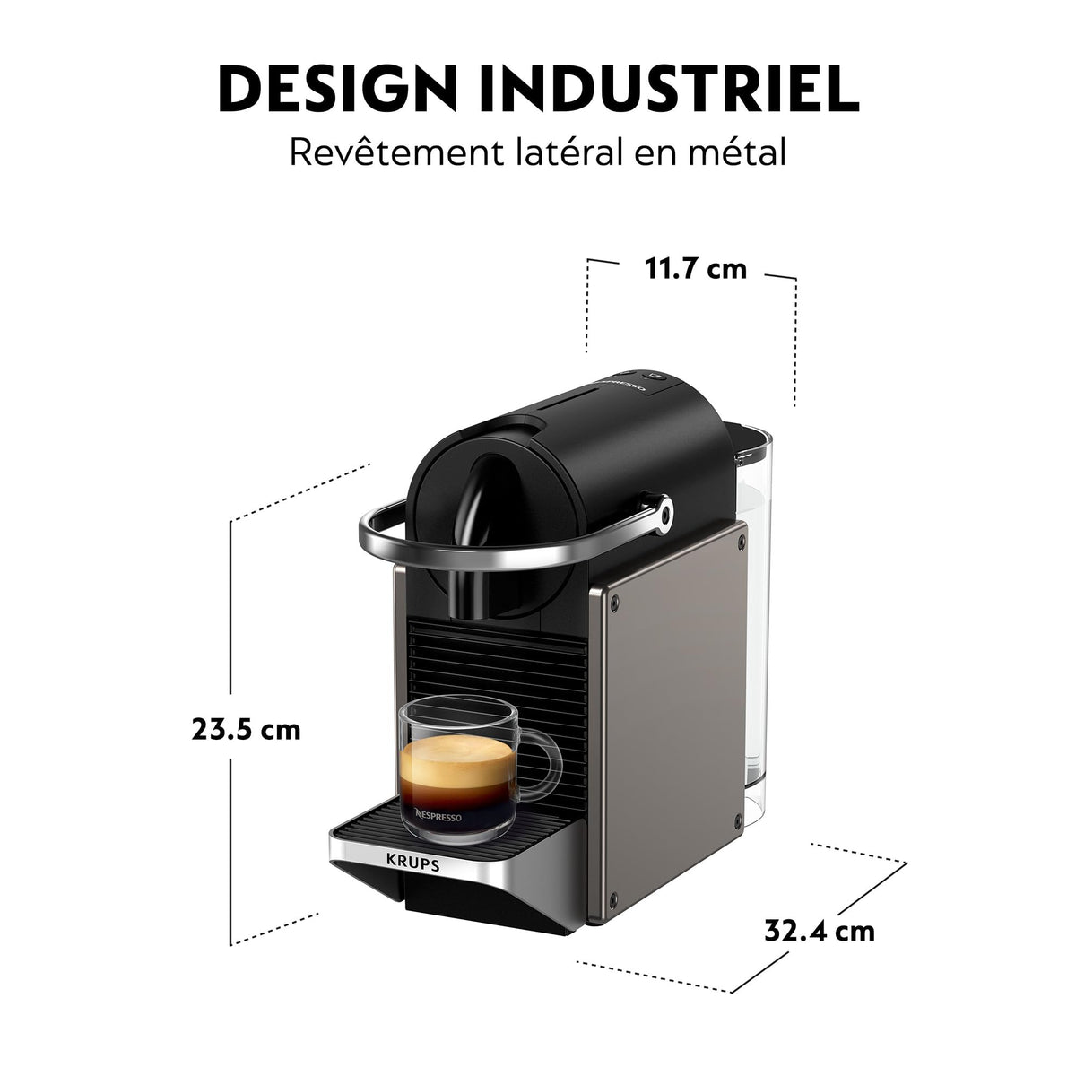 Valtreo Pixie Titane – Machine à Café à Capsules, Style Industriel